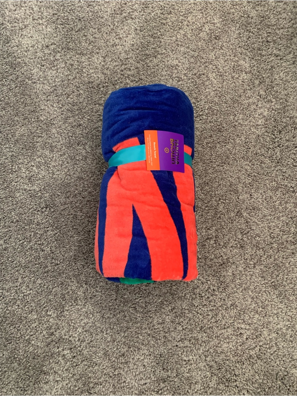 Plush Navy and Coral Patterned Throw Blanket - Unknown Brand